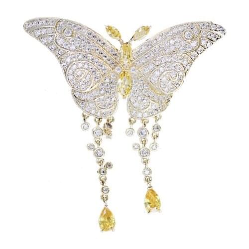 Cute Butterfly Lady Brooch Brooch Christmas Jewelry Luxury Cubic Zirconia Brooch Lady Fashion Insect Pendant Crystal Brooch