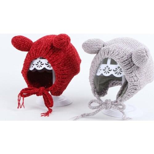 Cute Ear Protection Baby Hat Soft Bear Ear Baby Boy Girl Winter Hat Autumn Toddler Kids Bonnet Outdoor Warm Knitted Cap Beanies