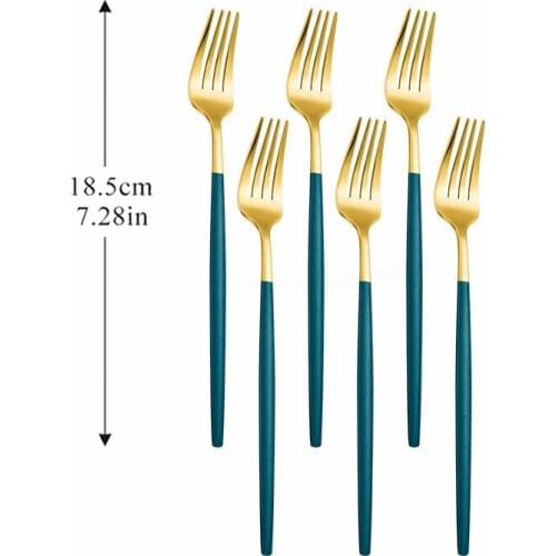 6pcs Dessert Fork Stainless Steel Cutlery Set Western Dinnerware Sets Complete Kitchen Dessert Fork Tableware Set Eco Friendly