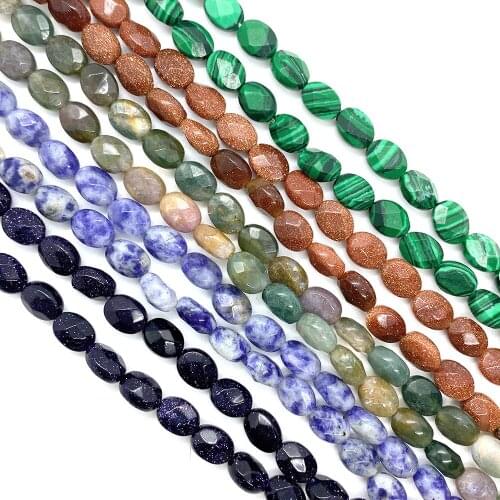 Natural Stone Oval Faceted Bead Agate Turquoise Bead DIY Jewelry Bracelet Necklace Accessories Combination Creative Wholesale