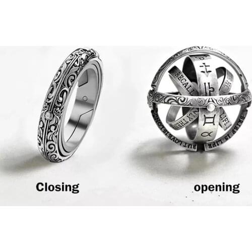 2021 Hot Punk Ring Set Vintage Astronomical Ball Rings for Women Men Creative Complex Rotating Cosmic Finger Ring Jewelry