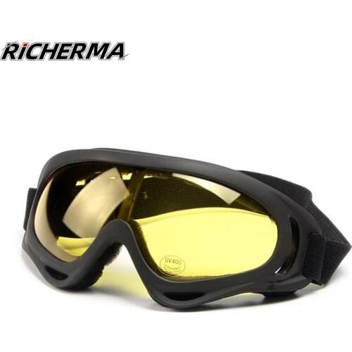 Yellow Night Vision Motorcycle Glasses Eyes Protective Ski Goggles Retro Motocross Glasses Snowboard Snowmobile Dirt Bike ATV