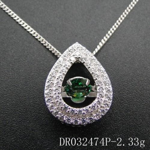 Hot Selling Beautiful 925 Sterling Silver Mix Color Dancing CZ Stone Pendant Necklace For Engagement / Party / Birthday Gift