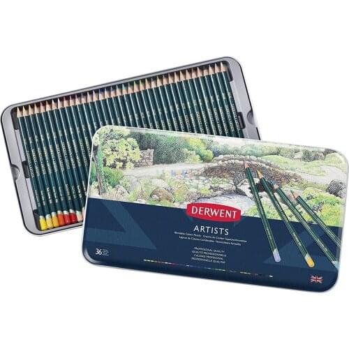 Estojo Lapis De Cor Derwent Permanente Artists 36 Cores Lata,colored Pencils, 36 Count (32096),Metal Tin,Good Lightfastness