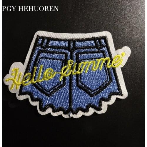 PGY Jeans Pants Style Applique Iron on Cartoon Patches Wholesale Cheap Embroidered Patches for Kid Clothes Stickers