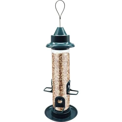 69HC Hanging Wild Bird Feeder Classic Transparent Tube All Plastic Bird Feeder for Garden Yard Outdoor with 3 Feeding Ports