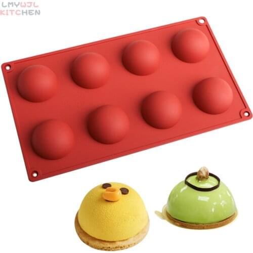 8-Hole Semicircle Cake Silicone Mold Food Grade Silicone Pudding Jelly Chocolate Mold Kitchen Baking Cake Decoration Accessories