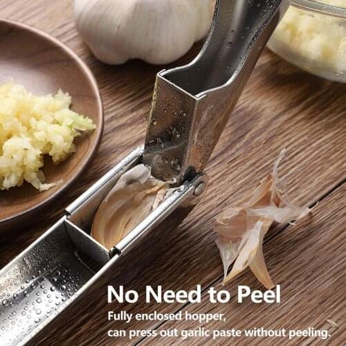 Garlic Press, Stainless Steel Garlic Crusher, Rust Proof, Heavy Duty Garlic Mincer With Square Hole, Kitchen Tools