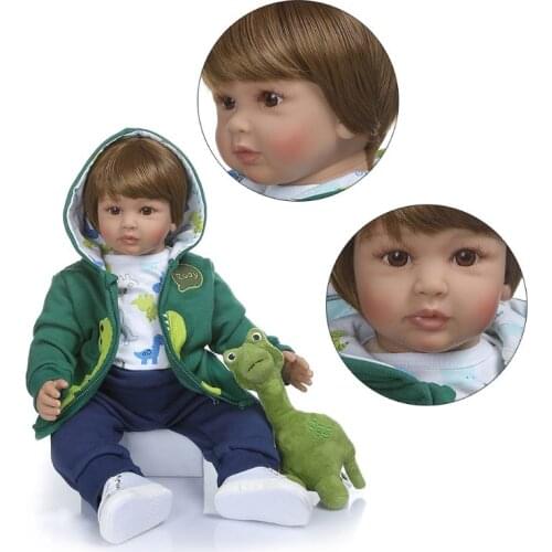 60cm Realistic Reborn Doll Soft Silicone Vinyl Newborn Babies Boy Lifelike Handmade Toy For Children Birthday Christmas Gift