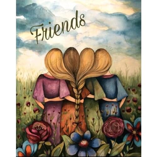 RM00022 5D DIY Diamond Embroidery girl friends Diamond Painting Cross Stitch Square Rhinestone Mosaic home decoration