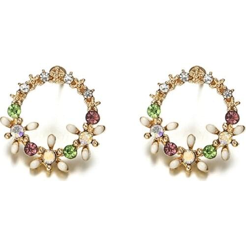 Korean Version Of The Hot Sweet Color Garland Circle Earrings Temperament Fresh Color Shiny Petal Earrings Friends Gifts