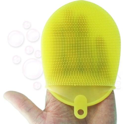 1Pcs Silicone Massage Scrub Brush Soft Exfoliating Gloves Multifunction Washing Scrubbing Towel Bathroom Wash Cleaning Tool