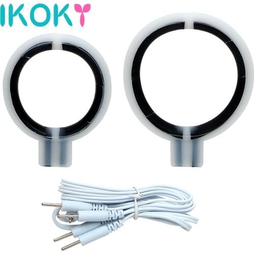 IKOKY Therapy Massager Cock Rings Physiotherapy Ring Penis Rings Electric Shock Sex Toys for Men Male