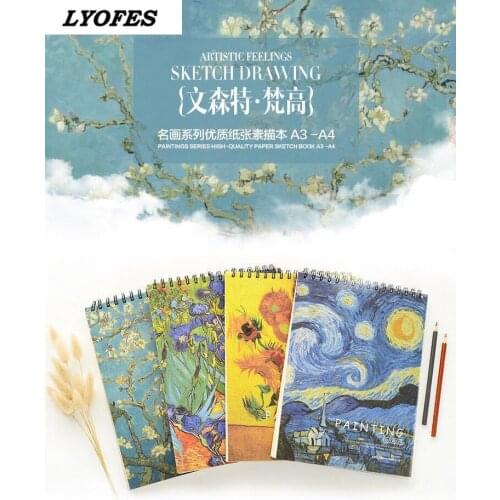 Van Gogh A4 Paper Sketchbook for Drawing Book High Quality Professional Watercolors Notebook 50 Pages Student Art Supplies