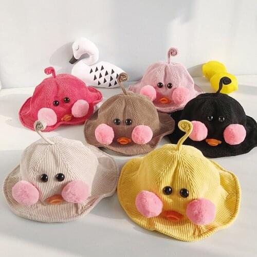 Lovely Duckling Baby Hats Boys Girls Corduroy Cap Kids Spring Autumn Winter Bucket Hats
