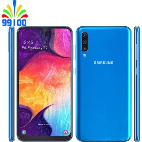Refurbished Unlocked Cell Phone Samsung Galaxy A50 6.4inch Full Screen 4GB+64GB Single Sim Octa Core 10nm Exynos 9610