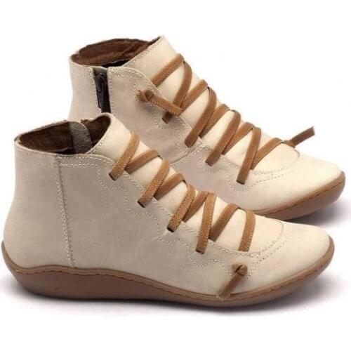 2020 Ankle Boots Autumn Vintage Elastic Band Zipper Solid Color Comfortable Casual Women Shoes Flat Heel Boots Female Short Boot