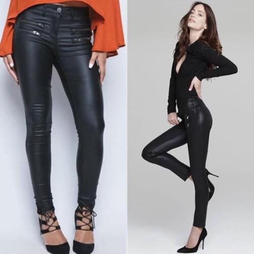 Stretch Pu Leather Pants Women Gothic Punk Rock Pencil Trousers Zipper Moto Biker Leggings Stylish Motorcycle Street Plus Size