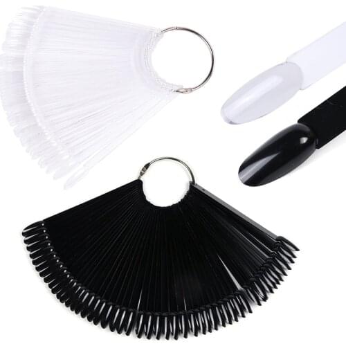 1 Set Fake Tips Press On Nails Round Almond False Nail Tips Fan Practising Training Display Tool With Iron Ring Manicure JIA23-3
