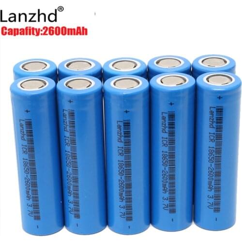 10PCS 18650 Battery For samsung 18650 Batteries rechargeable Battery lithium 3.7v Li-ion Battery Real Full Capacity 2600MAH