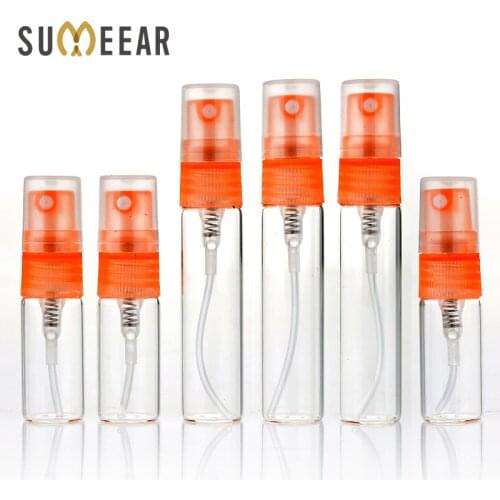 100 Pieces/Lot 3ml 5ML Perfume Bottle Essential Empty Containers Travel Orange Spray Refillable Bottle For Perfume Portable