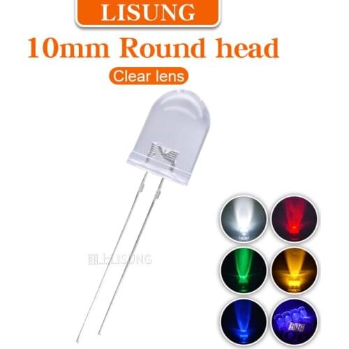 250Pcs/Bag 10mm led F10 Round Water Clear Lens Warm White Red Blue Green Yellow UV 395nm Led Diode Light-emitting Diode Lamp