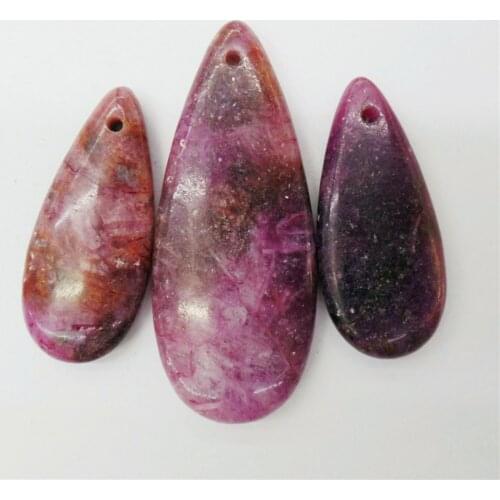 3Pcs/set 50x20x7mm/35x16x7mm Wholesale Natural Purple Chalite Teardrop Pendant Bead DIY Jewelry Accessories S946