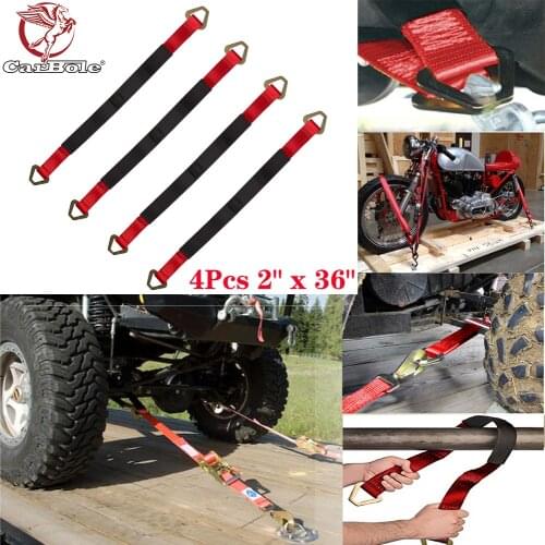 4Pcs 2" x 36" Long Axle Straps Race Car Carrier Car Hauler Trailer Auto Truck Tie Down Wheel Strap Towing Ropes