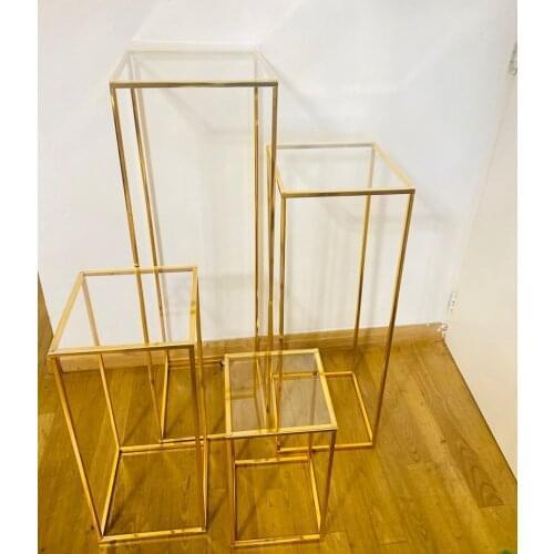 4pcs/lot Wedding Arch Gold-Plated Geometric Flower Stand Home Decoration Shiny Metal Iron Rectangle Square Frame Backdrop