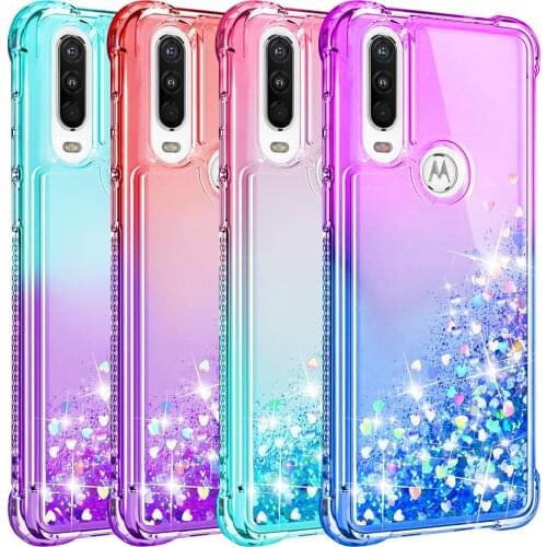 Bling Case for Moto G Stylus Play Power 2021 E6 Plus E7 Power G10 G20 G30 Edge S,Gritup Cute Gradient Liquid Glitter Bling Cover