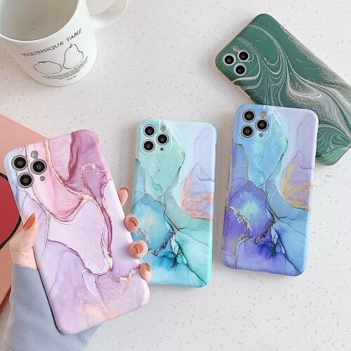 Marble Texture Phone Case For iPhone 11 Pro Max XS Max XR X 7 8 Plus SE 2020 Cases Soft Silicone IMD Matte Colorful Back Cover