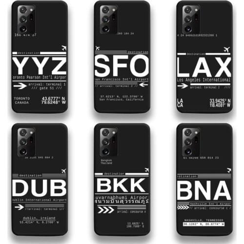 World City travel Airport Call Letters Phone Case For Samsung Galaxy Note20 ultra 7 8 9 10 Plus lite M51 M21 M31 J8 2018 Prime