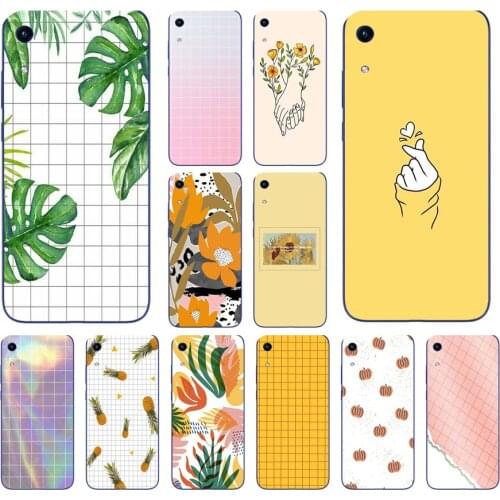 79 Yellow Gird Silicone TPU Protective Cover Phone Case On Case For Huawei Y5 Y6 Y7 Prime 2019 Case Soft
