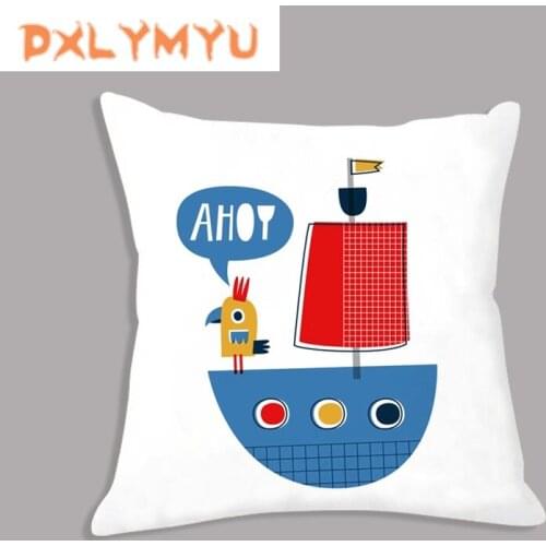 Cartoon Cushion Sailor Boy Octopus Boat Nordic Posters Prints Throw Pillow Decorative Seat Cushion for Sofa Children gift
