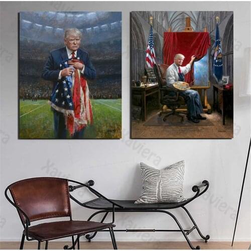 Donald Trump American President Canvas Painting American Flag Metro Wall Art Posters and Prints Home Decor Living Room Pictures