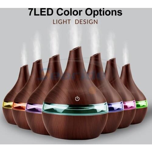 300ml Electric Ultrasonic Air Humidifier USB Aroma Diffuser Essential Oil Aromatherapy Wood Cool Mist Maker LED Light For Home