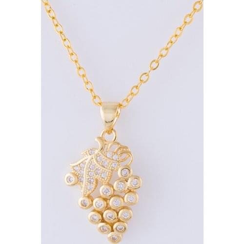 Hot Trendy Jewelry Cute Zircon Grape Charms Necklaces & Pendants For Women Wholesale Gold Color Pendant With Chains Bijoux Colar
