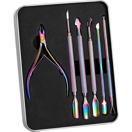 Exfoliating Tools Scissors Plier Peeling Push Dead Skin Cuticle Pushers Gel Polish Remove Manicure Kit Beauty Care