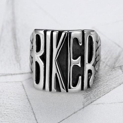 CFBulongs Retro Stainless Steel BIKER Ring Punk Hip Hop Motorcycle Men Jewelry Accessories Creative Gift