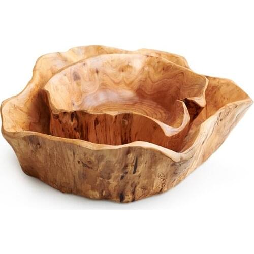 Creative Wooden Bowl Large Dried Fruit Plate Multi-grain Candy Dish Grid Wood Root Carving Tray Mixing Bowl Kitchen Organizer