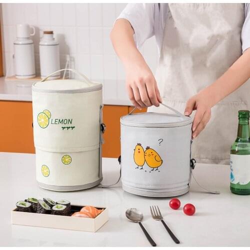 7-Colours Round Oxford Cloth Lunch Box Bag High-Capacity Thickened Portable Food Breakfast Insulation Tote Thermal Cooler Bag