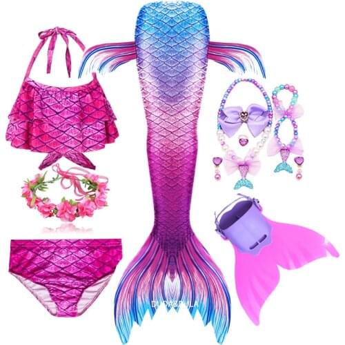 2021 Mermaid Tail Summer Girls Clothes Childrens Swimsuit Bathing Suit Girls Kids Swimmable Bikini Girls Monofin For Swim