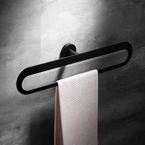 LIUYUE Towel Rings Stainless Steel Black Wall Mounted Towel Bars New-Style Big Towel Rings Bathroom Storage Rack Toilet Hardware