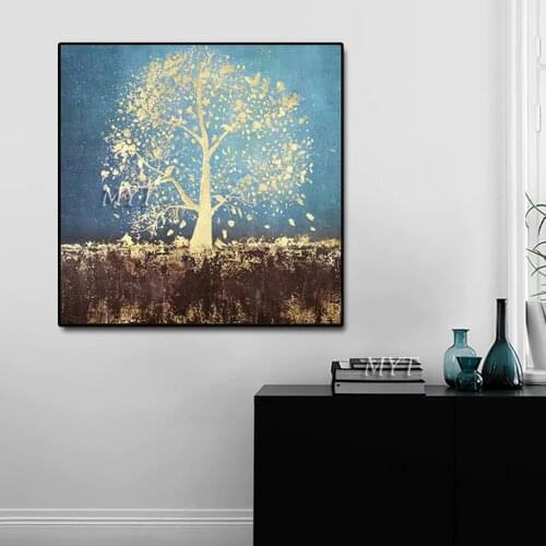 Yellow Tree Oil Paintings on Canvas Acrylic Wall Art Modern Picture Hand Painted Home Decor Home Decoracion for Living Room
