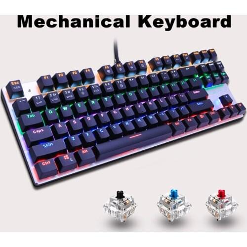 Mechanical Keyboard Backlight Gaming Keyboard 87key Anti-Ghosting Black Blue Red Switch Wired USB LED RU/US for Gamer PC Laptop