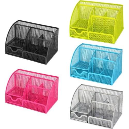 Multi-function Metal Mesh Desk Pen Pencil Holder Organizer Container Box Stationery Office Supplies