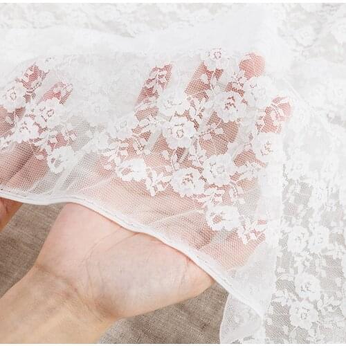 Fashion Soft White Lace Fabric Floral Pattern Good For Veil Wedding And Dress TJ0176