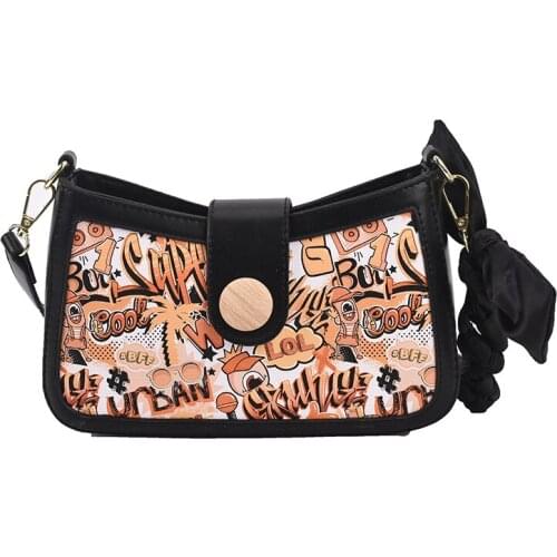 Fashion Printed Cartoon Letter Womens Underarm Shoulder Messenger Crossbody Bag Sac Femme Bolso Mujer Luxury Designer Handbag