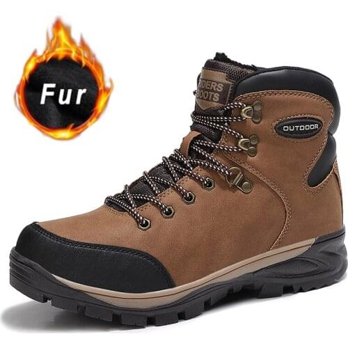 Men Boots Winter Man Shoes Outdoor Ankle Boots Men Snow Boots Plush Keep Warm Men Footwear Lace-Up Casual Trendy Hunting Boots