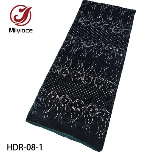 Soft Velvet Lace Fabrics High Quality African Lace with Stones French Lace Fabric for Wedding Dress HDR-08